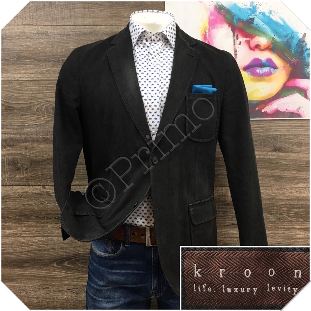 KROON Mens Cotton Blazer Sport Coat Casual Jacket Size 42R Classic 2 Button Suit